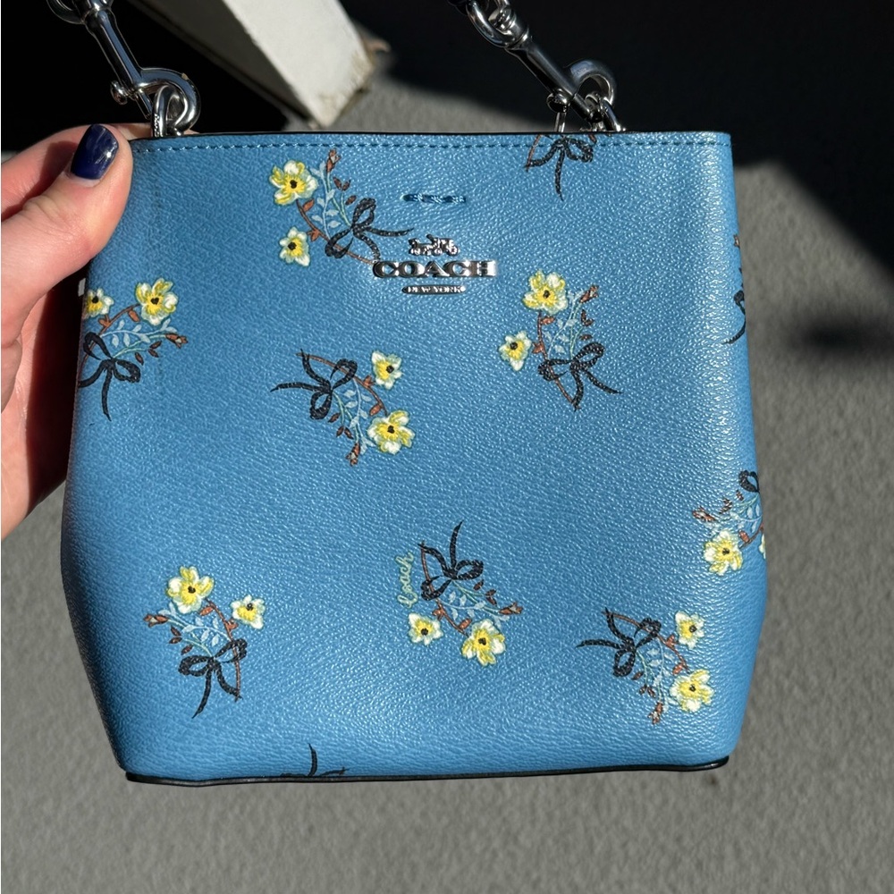 Coach Blue Floral Bow Print Crossbody Bag